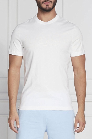 Мужская белая футболка Lacoste logo-print   