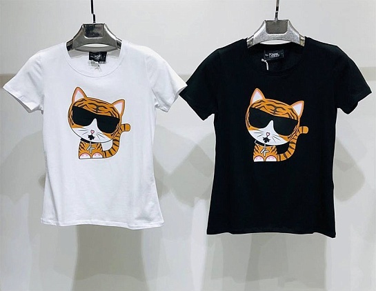 Женская брендовая футболка Karl Lagerfeld чёрного цвета