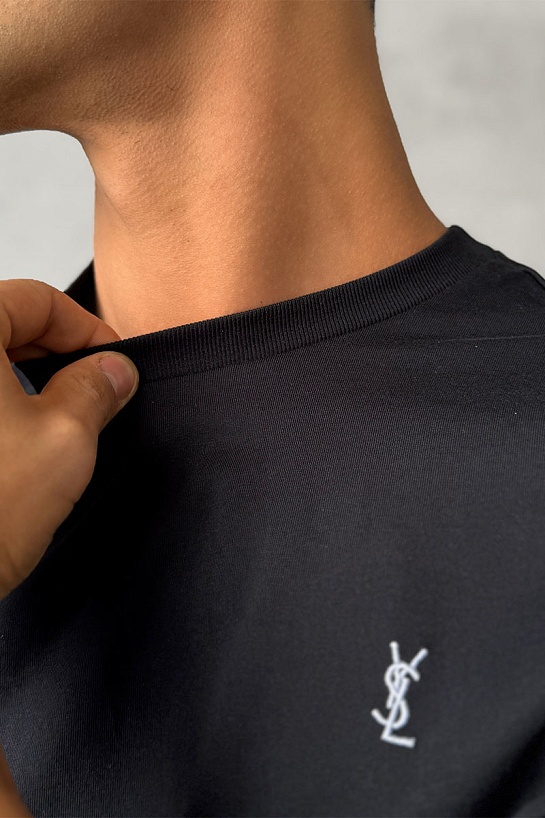 Мужская футболка Yves Saint Laurent logo-embroidered - Black