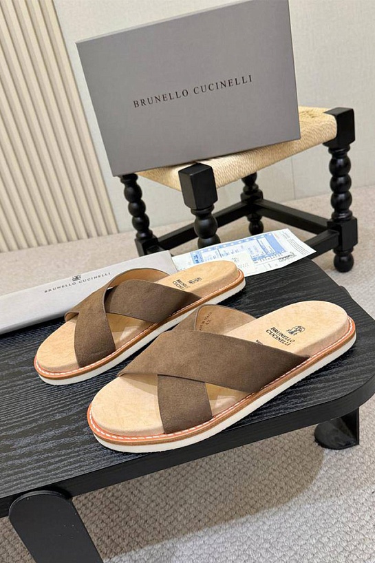Замшевые шлёпанцы Brunello Cucinelli Crossover