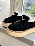 Женские меховые лоферы Prada Suede Premium - Black