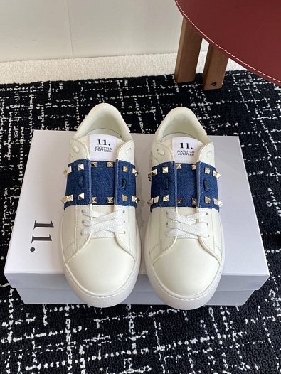 Женские кожаные кроссовки Valentino Premium - Navy   