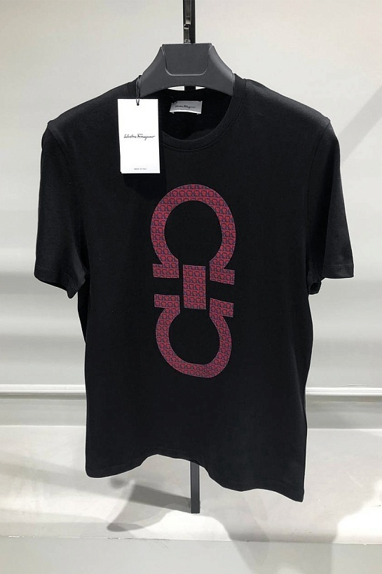 Чёрная футболка Salvatore Ferragamo Gancio-print