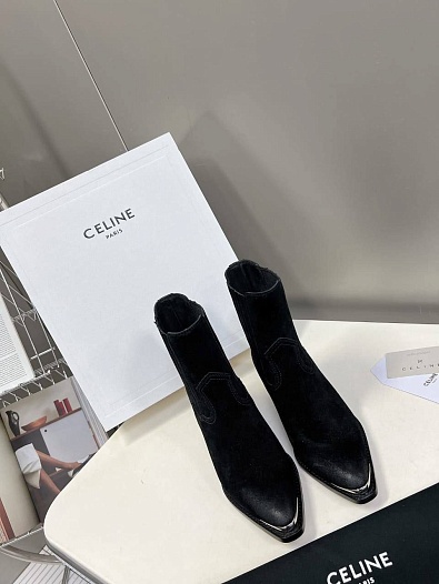 Женские замшевые сапоги Celine Premium - Black   