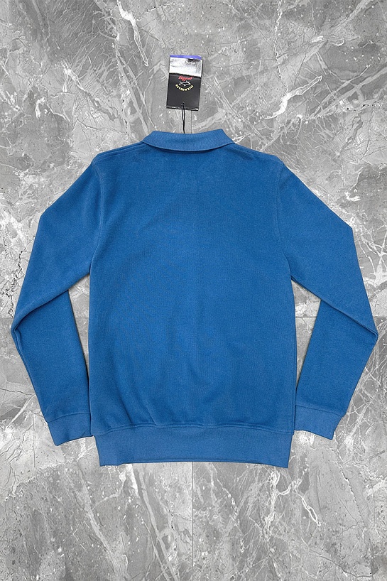 Синее поло с длинным рукавом Paul & Shark