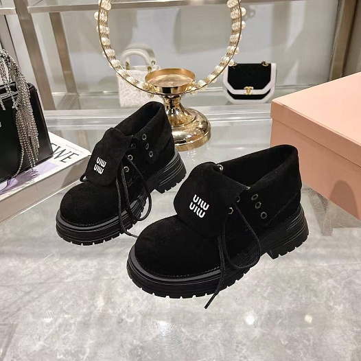 Женские замшевые ботинки MIU MIU Premium - Black   