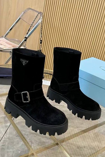 Женские замшевые сапоги Prada Suede premium   