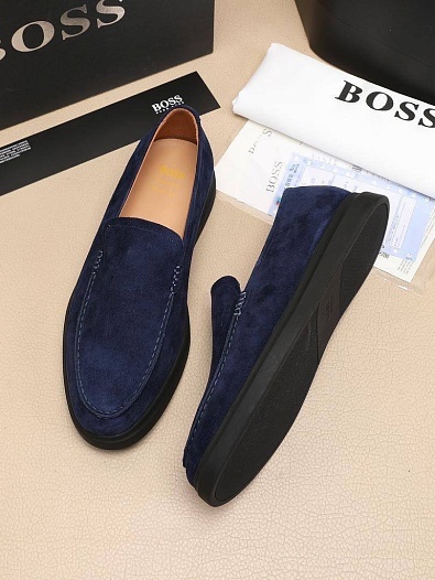 Замшевые лоферы Hugo Boss embossed logo - Navy   