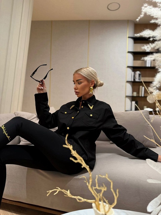 Женская чёрная рубашка Schiaparelli premium
