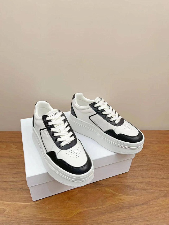 Женские кожаные кроссовки на платформе Celine