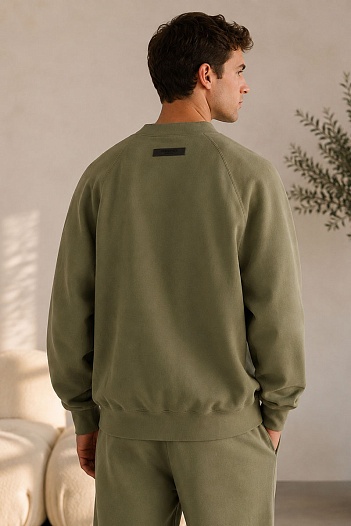 Зелёный свитшот Fear Of God Essentials Flocked Logo   