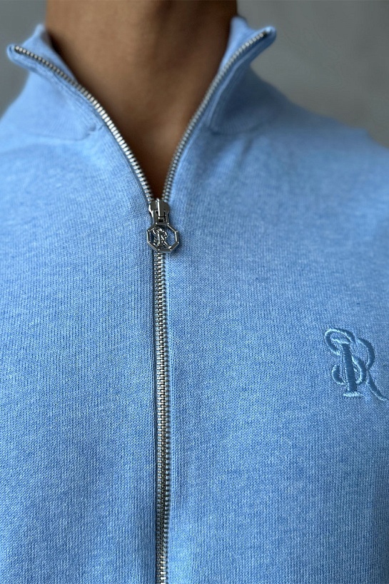 Мужская голубая кофта на молнии Stefano Ricci logo-embroidered