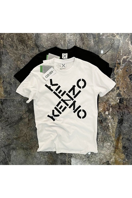 Белая мужская футболка с принтом Kenzo