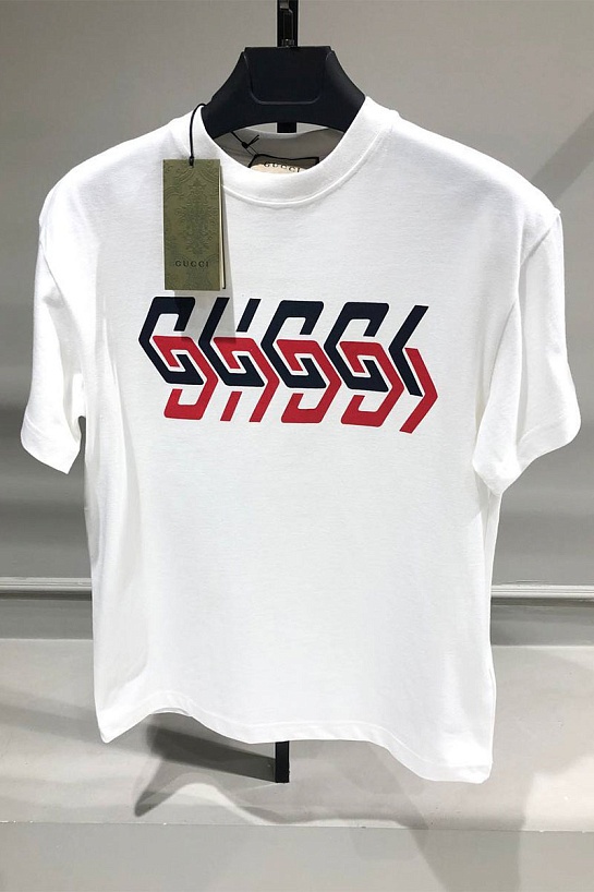 Белая оверсайз футболка Gucci mirror-logo