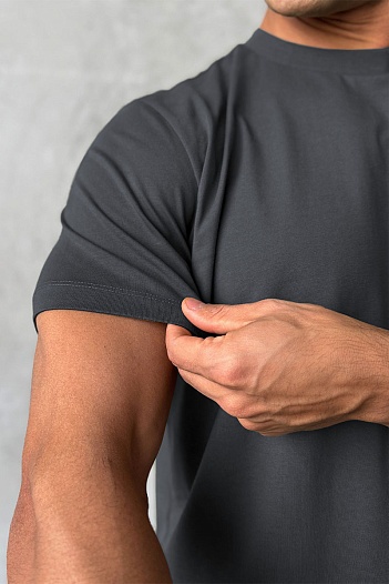 Мужская футболка Prada logo-plaque - Grey   