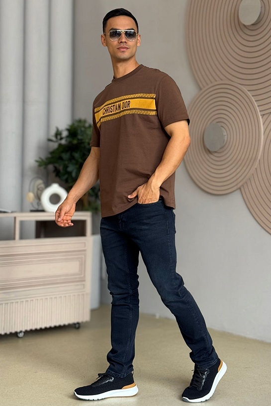 Мужская оверсайз футболка Dior - Brown