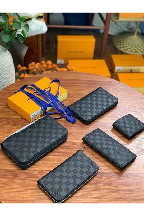 Кожаный кошелёк Louis Vuitton Damier Infini 12x9 см