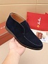Замшевые лоферы с меховой стелькой Loro Piana Open Walk - Navy