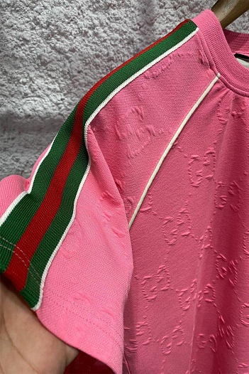 Синяя оверсайз футболка Gucci logo all-over embossed