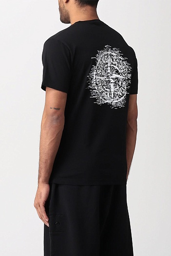 Мужская чёрная футболка Stone Island logo-print   