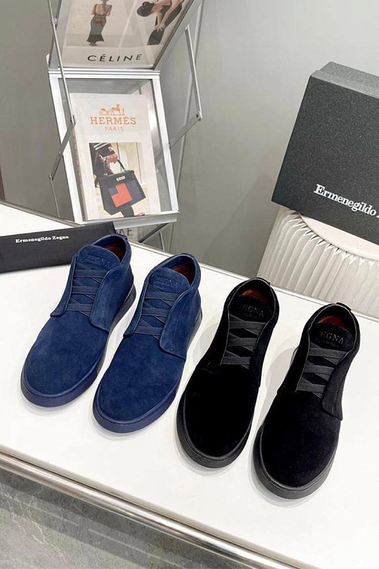 Замшевые кроссовки Zegna Triple Stitch high-top