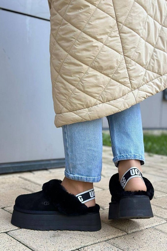 Замшевые женские слиперы с мехом UGG Funkette Platform