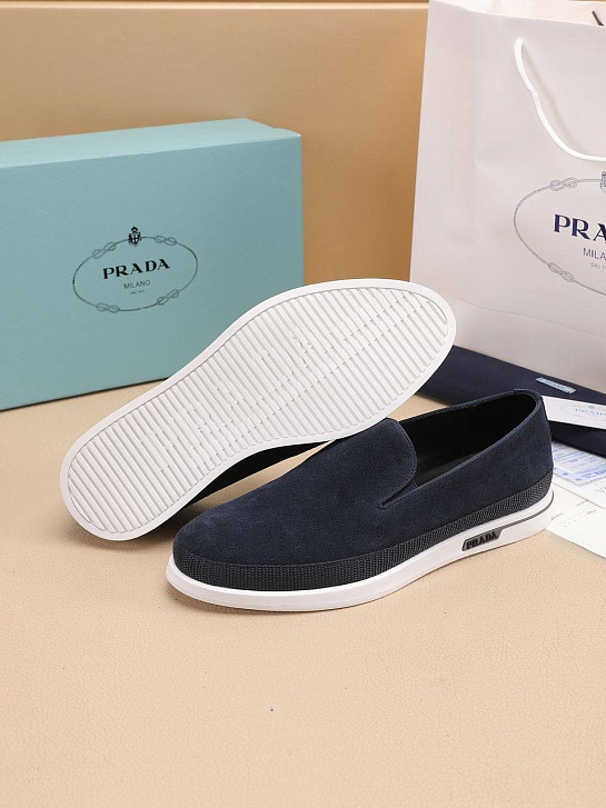 Мужские замшевые слипоны Prada Saint Tropez - Indigo