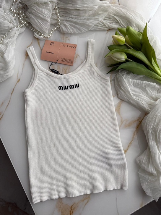 Белый женский топ MIU MIU