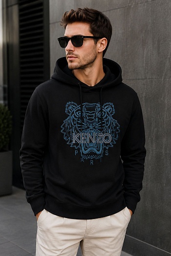Чёрное худи Kenzo Tiger Head embroidered   