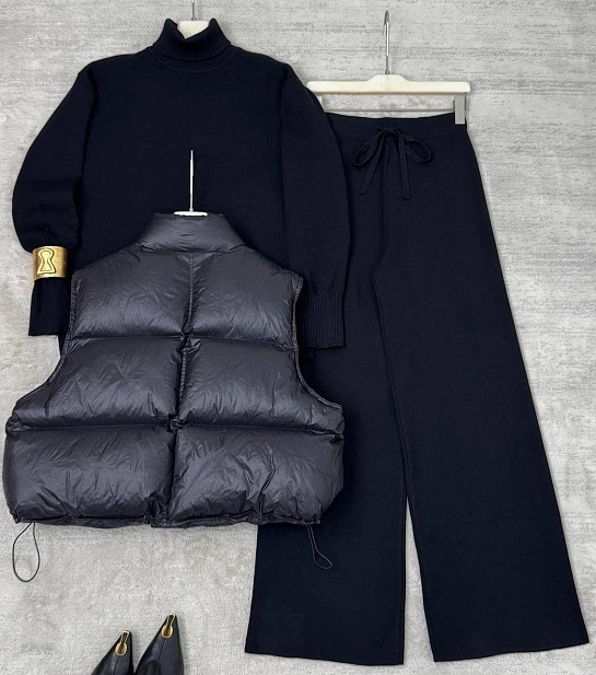 Женский костюм тройка на флисе Schiaparelli premium - Black