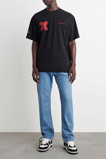 Чёрная оверсайз футболка Off-White x Circoloco glitter-logo   