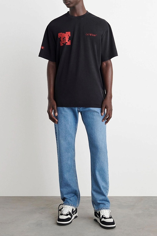 Чёрная оверсайз футболка Off-White x Circoloco glitter-logo