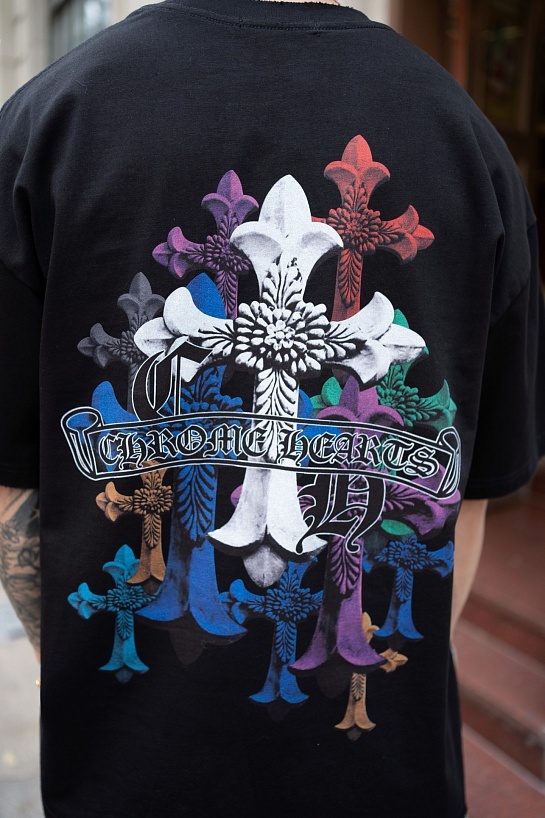 Чёрная оверсайз футболка Chrome Hearts Premium