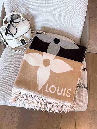 Кашемировый шарф Louis Vuitton чёрного цвета 175x58 см   