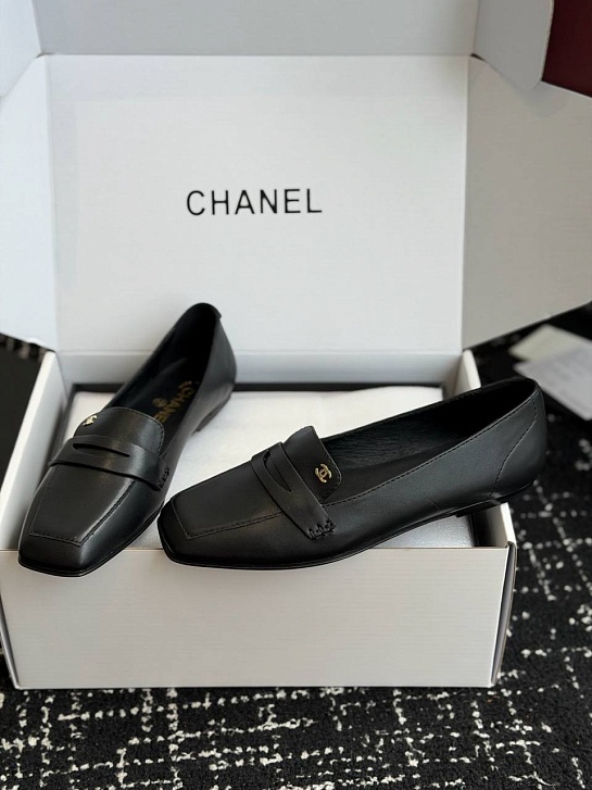 Женские кожаные лоферы Chanel premium