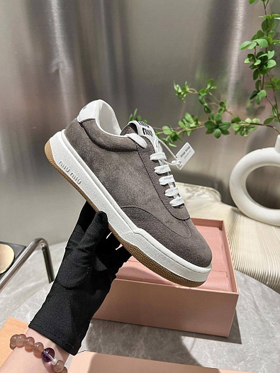 Женские замшевые кроссовки MIU MIU Premium - Grey   