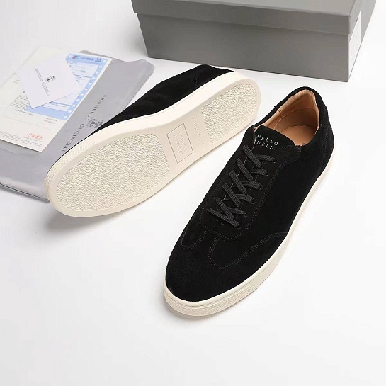 Замшевые кроссовки Brunello Cucinelli logo-print - Black