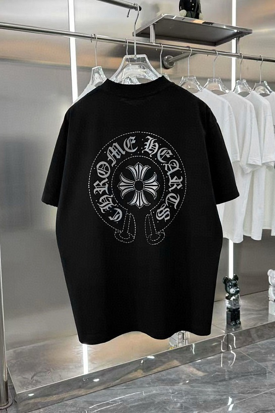 Чёрная оверсайз футболка Chrome Hearts Premium