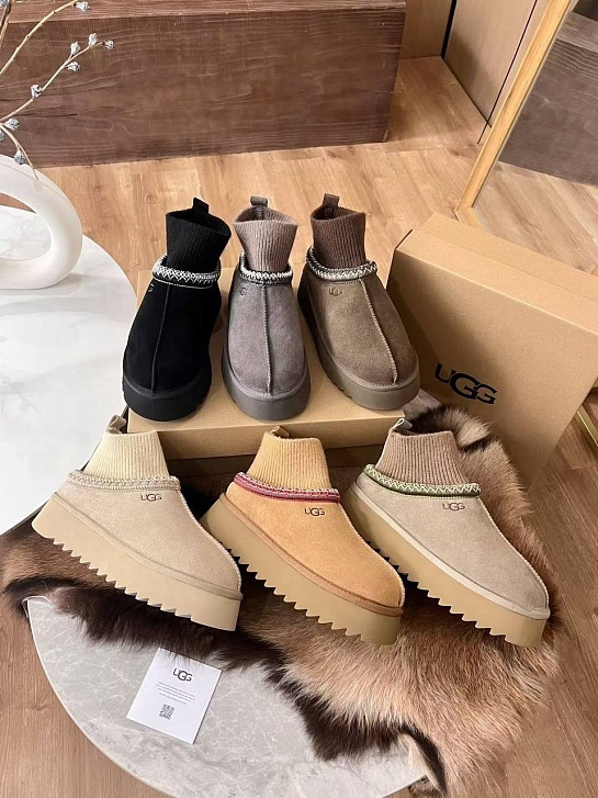 Женские замшевые ботинки UGG Tazz Platform - Beige