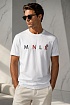 Мужская белая футболка Moncler colorful logo patch