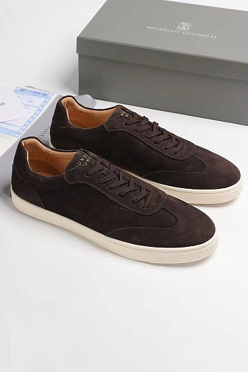 Замшевые кроссовки Brunello Cucinelli logo-print - Brown   