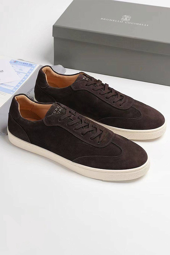 Замшевые кроссовки Brunello Cucinelli logo-print - Brown