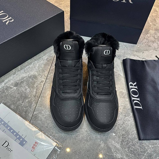 Кожаные кроссовки с мехом Dior B27   
