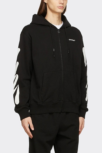 Чёрная оверсайз кофта Off-White Wave diag print   
