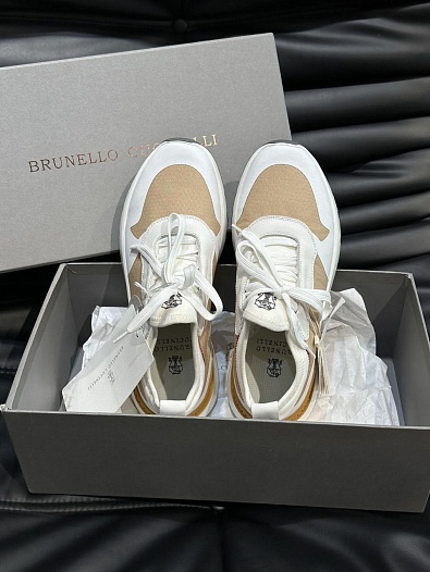 Комбинированные кроссовки Brunello Cucinelli panelled-design - White / Beige   