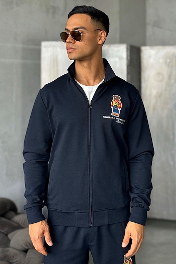 Тёмно-синяя кофта на молнии Polo Ralph Lauren "Bear"   