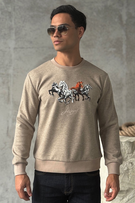 Мужской свитшот Hermes бежевого цвета