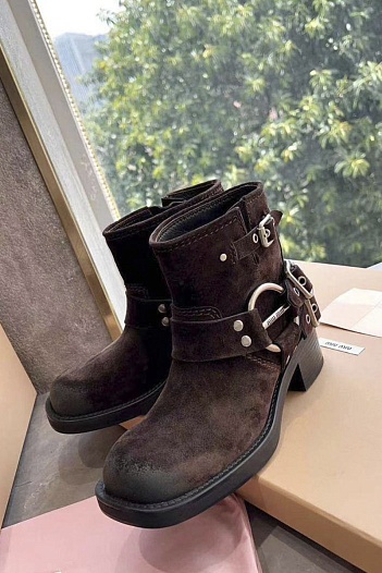 Женские замшевые ботинки MIU MIU Ankle Premium   