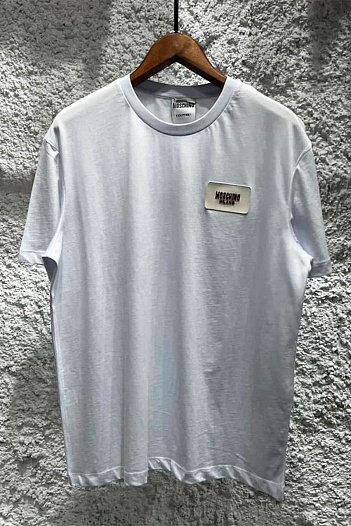 Белая оверсайз футболка Moschino logo-patch   