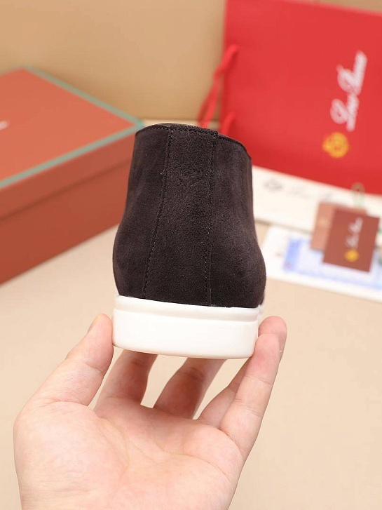 Замшевые лоферы с меховой стелькой Loro Piana Open Walk - Brown